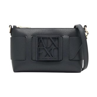 A|X Armani Exchange Shoulder Bags, female, Black, Size: ONE SIZE Color Block Shoulder Bag with Maxi Logo