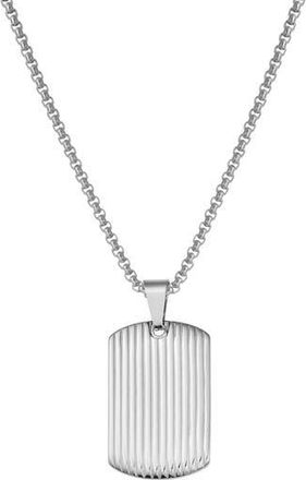 Geoffrey Beene Mens Stainless Steel Textured Dog Tag Pendant Necklace in Silver at Nordstrom Rack