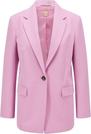 HUGO BOSS Womens Solid Patterned Lapel Collared Blazer in Open Pink - Size 6 UK