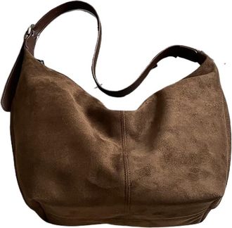 Generic Women PU Suede Shoulder Bag 2025 Winter Retro Soft Hobo Luxury Trend Handbags And Purses(Coffee)