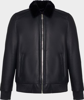 Gorski Men & apos;s Lamb Shearling Bomber Jacket