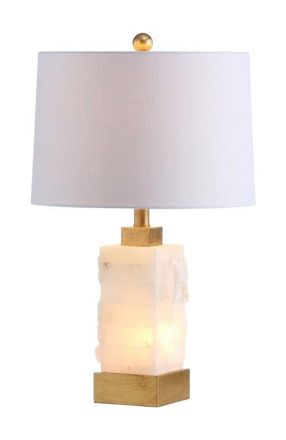 Jonathan Y Designs Eloise 23 Coastal Glam Alabaster/Metal LED Table Lamp, White/Gold Painting at Nordstrom