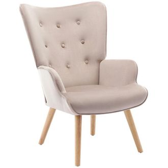 Vente-Unique Vente-unique - Poltrona in Velluto Beige - vately