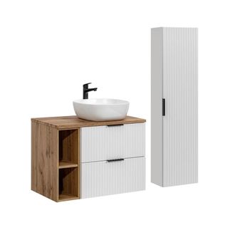 Petits Meubles Set mueble lavabo 2 nichos y columna estratificado Blanco