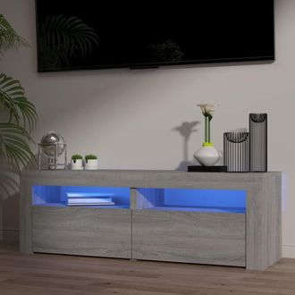 Berkfield Home TV Cabinet with LED Lights Grey Sonoma 120x35x40 cm | Size: 120 x 35 x 40 cm