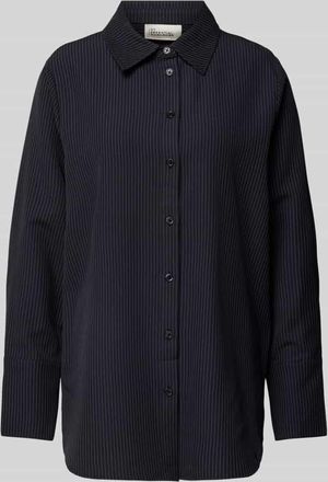 MY ESSENTIAL WARDROBE Regular Fit Hemdbluse mit durchgehender Knopfleiste in Dunkelblau, Größe 42