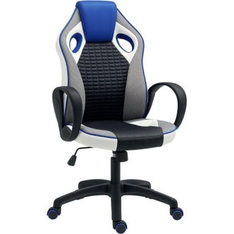 HOMCOM Homcom - silla gaming tapizada en pu y malla silla gamer giratoria con funci&oacute;n de basculante altura ajustable para hogar oficina estudio multicor