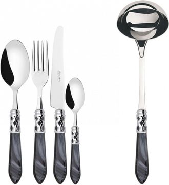 Bugatti Aladdin Ghiera Cromata, Posate Set 49 Pz, Scatola Weng&egrave;, Casa Bugatti - Colore: Nero