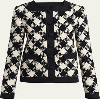 Valentino Garavani Buffalo Check Tweed Single-Breasted Jacket