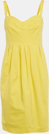 Moschino Boutique Moschino Yellow Cotton Pleated Sleeveless Mini Dress