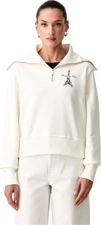 Karl Lagerfeld Hoodies & sweatvesten, Dames, Beige, S, Katoen, Sweatshirt met opstaande kraag en rits