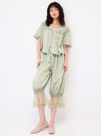 Twik Womens Satiny wrinkled effect bloomer pant