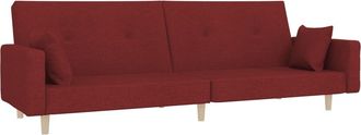 vidaXL Sof&aacute; Cama De 2 Plazas Con Dos Almohadas Tela Color Vino Vidaxl