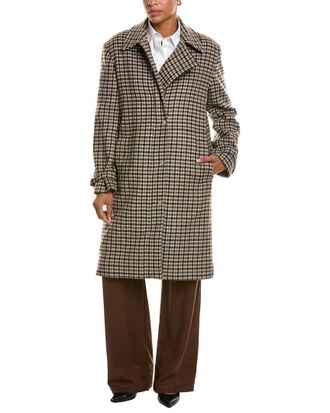 Vince Plaid Wool-Blend Car Coat