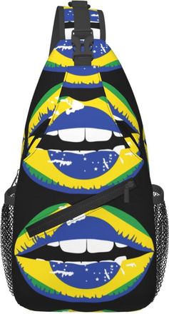 Generic Brazil Brazilian Flag Lips Sling Bag Trendy Cross Body Bag Anti Theft Chest Backpack For Casual Women Men