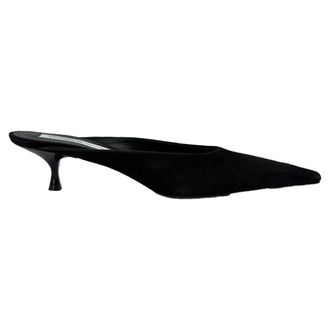 Victoria Beckham Pre-owned Womens Pointed-Toe Low-Heeled Mules in Black Suede - Size EU 38
