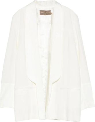 Simona Corsellini 0003 Blazer Rever Raso - Dames - Blazers - Wit - M - Satijn - Jassen