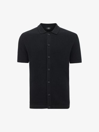 Genti Button Polo | Zwart