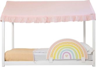 Muemue Techo para cama montessori algod&oacute;n rosa 40x200,5x100cm