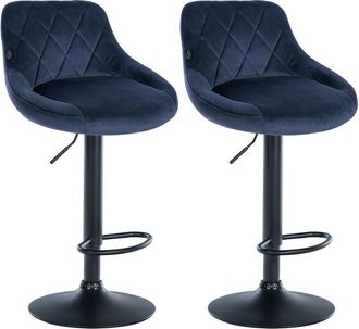 Clp Set De 2 Taburetes Lazio En Terciopelo Azul Negro