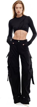 Mother of All Pepper Long Sleeves Crop Top in Black at Nordstrom, Size X-Small