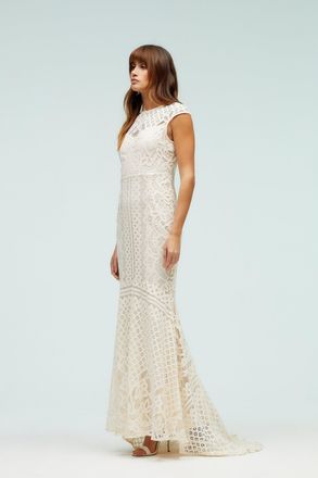 Coast Cap Sleeve Lace Fishtail Hem Maxi Dress