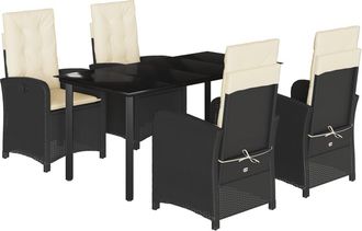 vidaXL Set De Muebles Jard&iacute;n 5 Pzas Con Cojines Rat&aacute;n Sint&eacute;tico Negro Vidaxl
