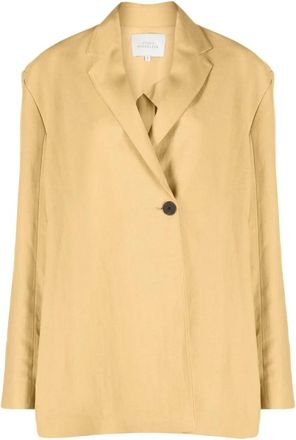 STUDIO NICHOLSON One Button Jacket - Dames - Blazers - Beige - S - Katoen - Jassen