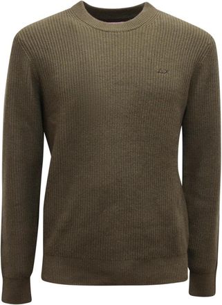 Sun 68 K45133 Trui - Heren - Ronde hals truien - Groen - S - Wol - Truien & Vesten