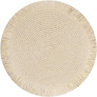 OEM Juego 4 Manteles Individuales Redondos Estilo Bohemio Bonitas Borlas, Duraderos, Resistentes Calor Antideslizantes 38 Cm, Color Blanco Roto