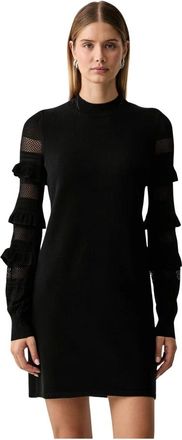 Twinset Kleedjes, Dames, Zwart, XS, Wol, Mini Gebreide Jurk