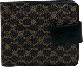 Celine Black Brown Leather Pvc Wallet (Bi-Fold) (Pre-Owned)