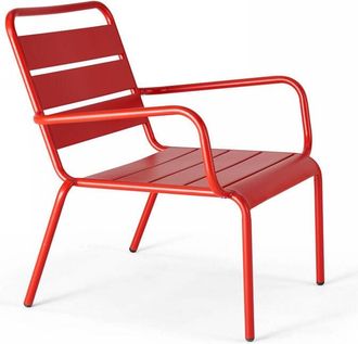 Oviala Oviala - Poltrona da giardino bassa relax in acciaio rosso - Palavas