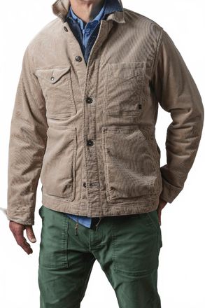 Relwen Pile-Lined Chore Coat In Buff Khaki Corduroy