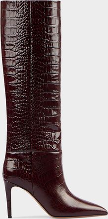 PARIS TEXAS Stiletto 85MM Crocodile-Embossed Leather Boots