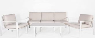 Kactus Republic Conjunto de jard&iacute;n ONIX 4 piezas color blanco en aluminio y rat&aacute;n