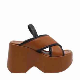 Vic Mati&eacute; Womens Cognac Criss Cross Platform Sandal In Brown