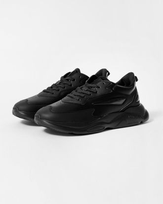 HUGO BOSS Hugo Leon Runn Mens Mixed-Material Trainers with Canvas-Effect Fabric - Black - Size UK 10
