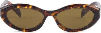 Prada Occhiali da sole ovali effetto tartarugato - Marrone