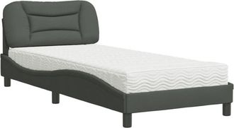 vidaXL Cama Con Colch&oacute;n Tela Gris Oscuro 80x200 Cm Vidaxl
