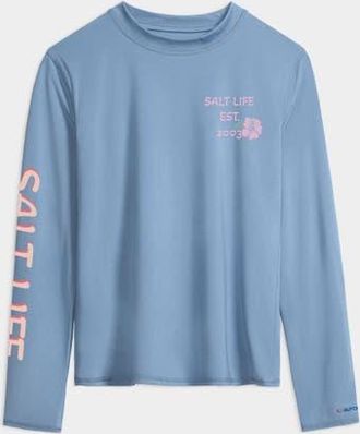 Salt Life Keep Surfing Performance Long Sleeve Tee in Glacial Blue Heather at Nordstrom, Size X-Large