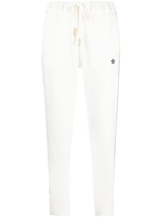 Lorena Antoniazzi star-patch track pants - women - Cotton/Spandex/Elastane - 48 - White