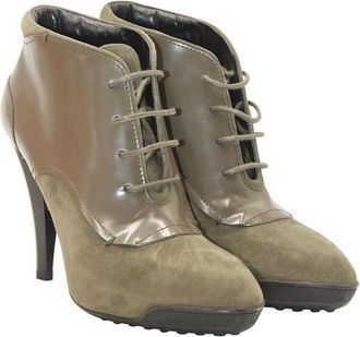 Tod's Tods Womens Suede Lace-Up High Heel Boot (Authentic Pre-Loved)