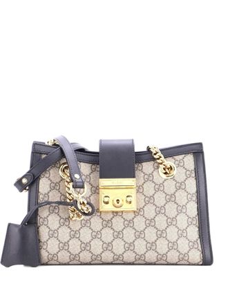Gucci Padlock Chain Tote GG Coated Canvas with Leather Small shoulder bag - Nero