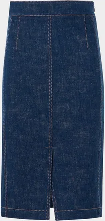 Akris Pencil Winter Denim Midi Skirt