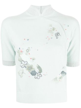 Shiatzy Chen Top met opstaande ronde kraag - Groen