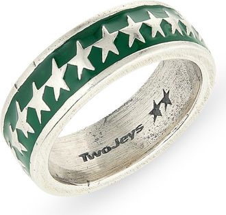 TwoJeys Mens All-Round Icon Star Studded Band Ring in Silver at Nordstrom, Size 8.5