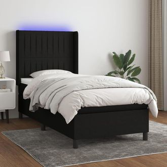vidaXL Vidaxl - Cama Box Spring Colch&oacute;n Y Luces Led Tela Negro 100x200 Cm