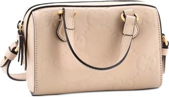 Gucci Convertible Top Handle Bag Jumbo GG Embossed Leather Mini satchel - Beige