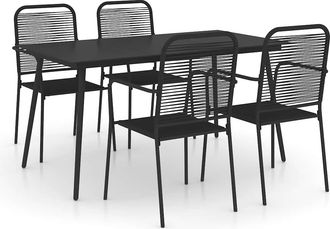 vidaXL Cena De 5 Pc Set Para Cuerda De Algod&oacute;n De Jard&iacute;n Y Acero Negro